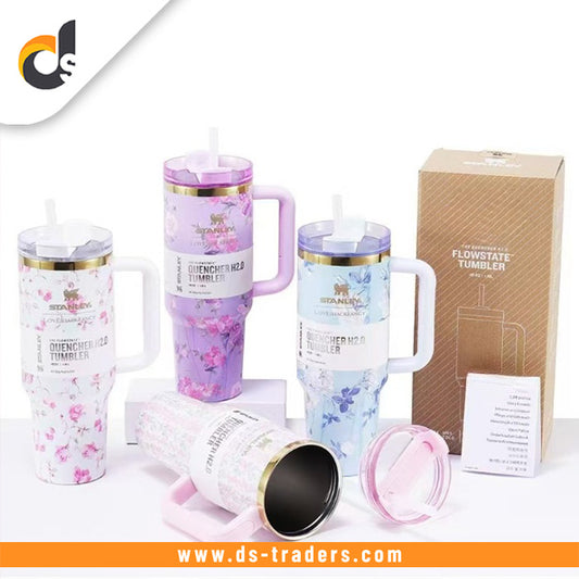 Stainless Steel Floral Design Tumbler