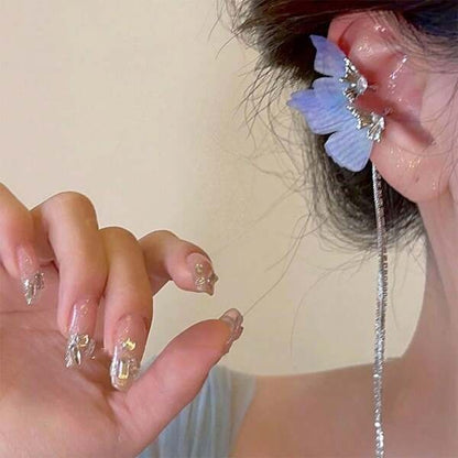 Zircon Butterfly Long Tassel Earrings