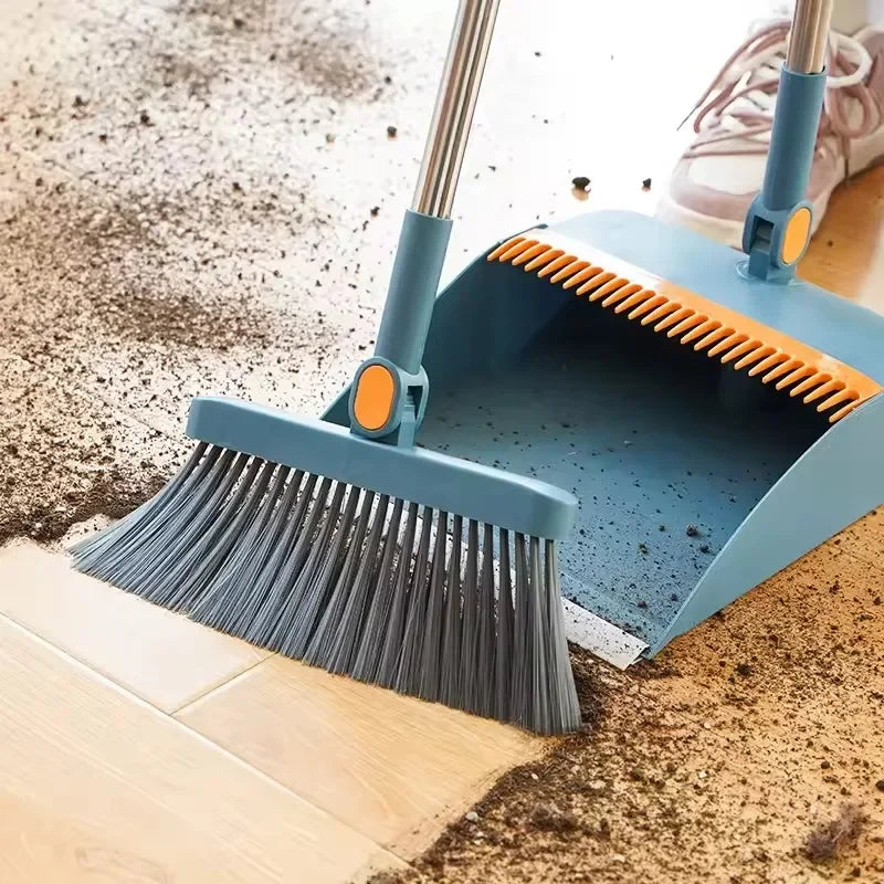 Household Broom And Dustpan with Long Steel Handle