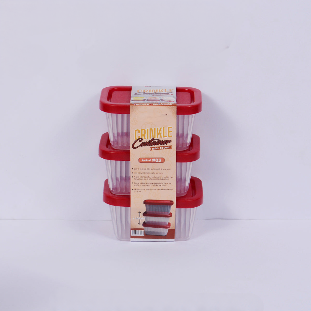 Pack of 3 Mini Crinkle Food Container 150ml