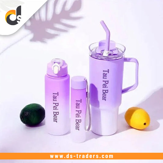 3-Pack Reusable Tumbler Bottles with Lids and Straws