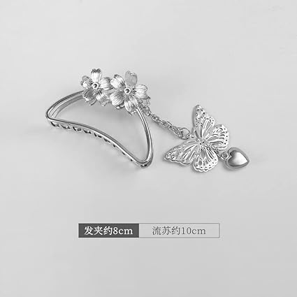 Dangle Heart Butterfly Hair Clip