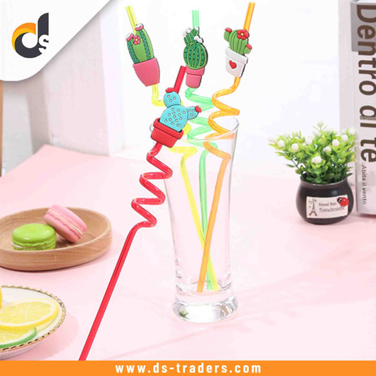 4pcs/pack Fruit Cartoon Party Decoration Straw.