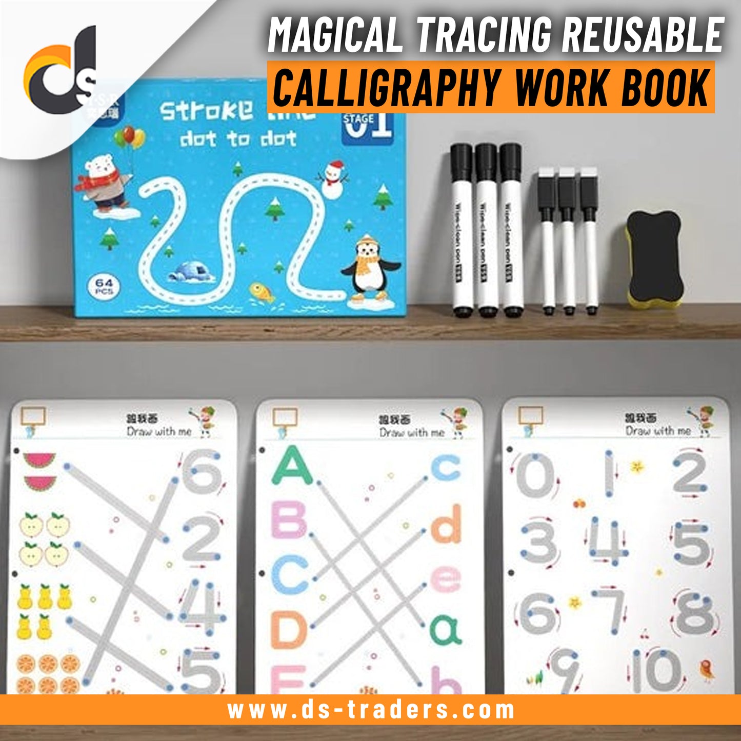 Magical Tracing 64 Pages Reusable Calligraphy Work Book