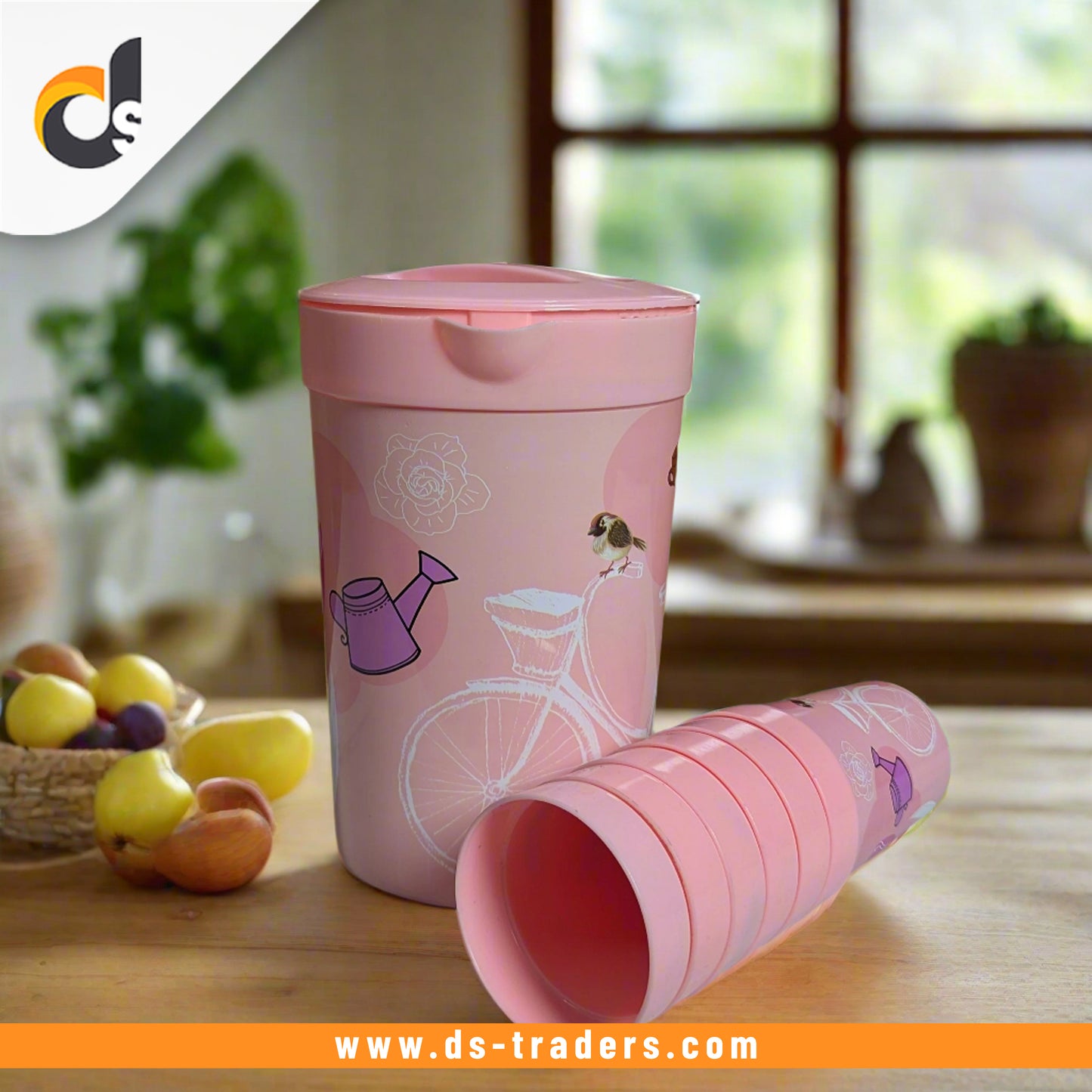 Portable Plastic Jug With 6 Glass