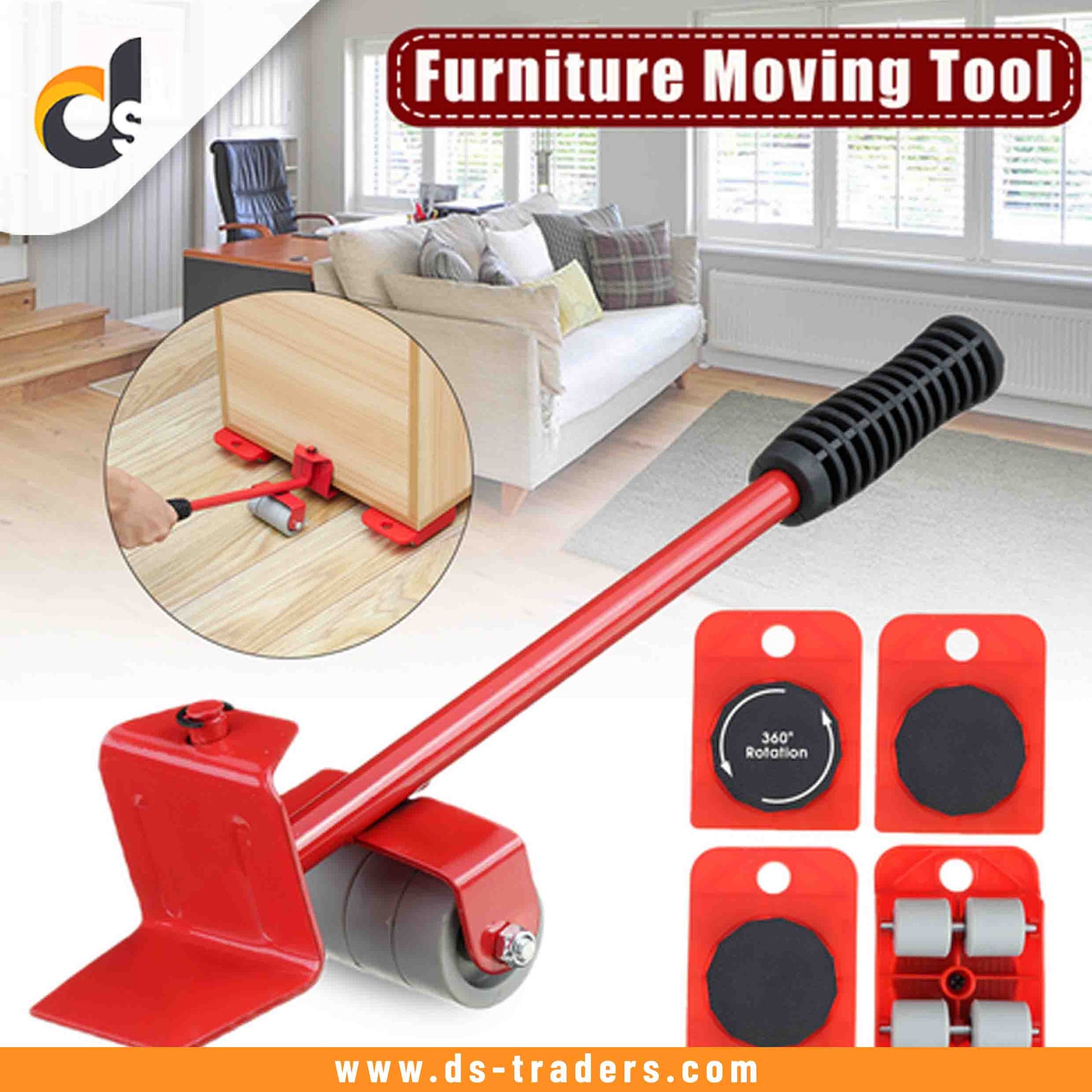 5 In 1 Furniture Transport Roller Set Removal Lifting & Moving Tool.