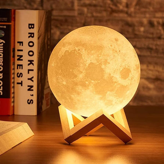 3D Moon Lamp Light for Bedroom With Beautiful Plastic Stand