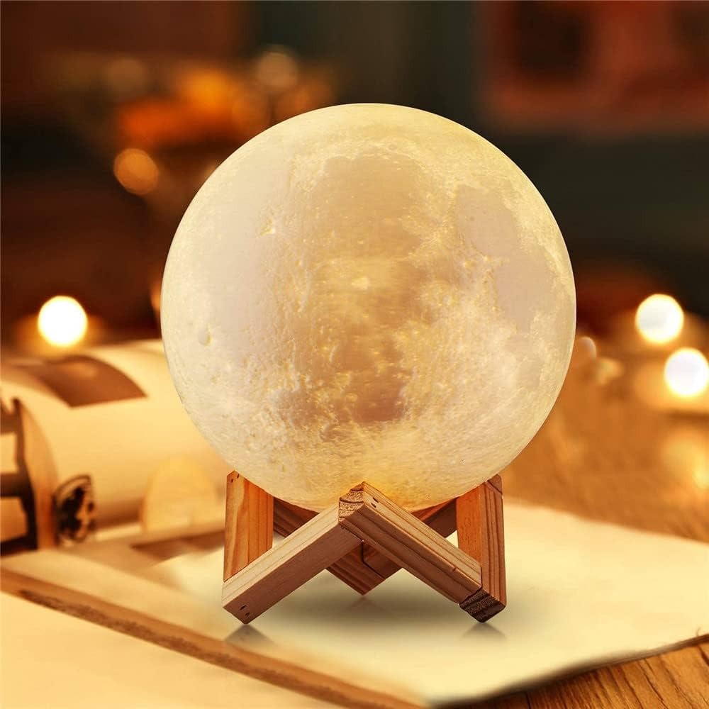 3D Moon Lamp Light for Bedroom With Beautiful Plastic Stand