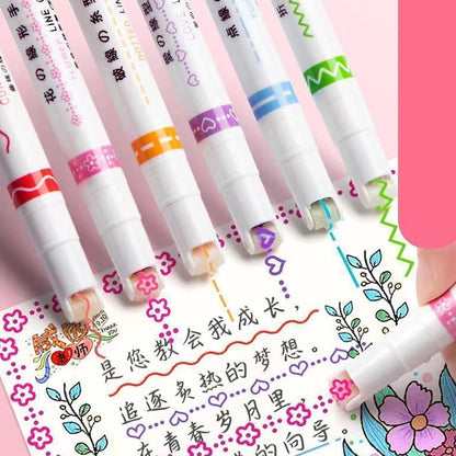 Pack Of 6 Linear Roller Design Color Pen