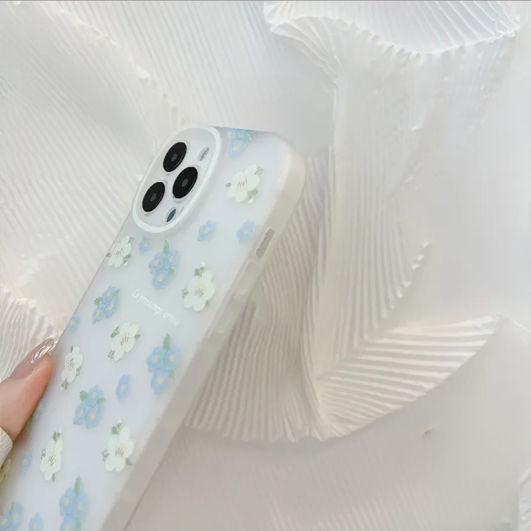Glamorous White & Blue Flower - iPhone back cover only