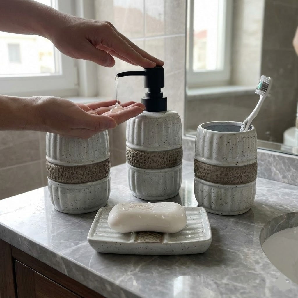 4PCs Luxury Cereamic Bathroom Accessories Set