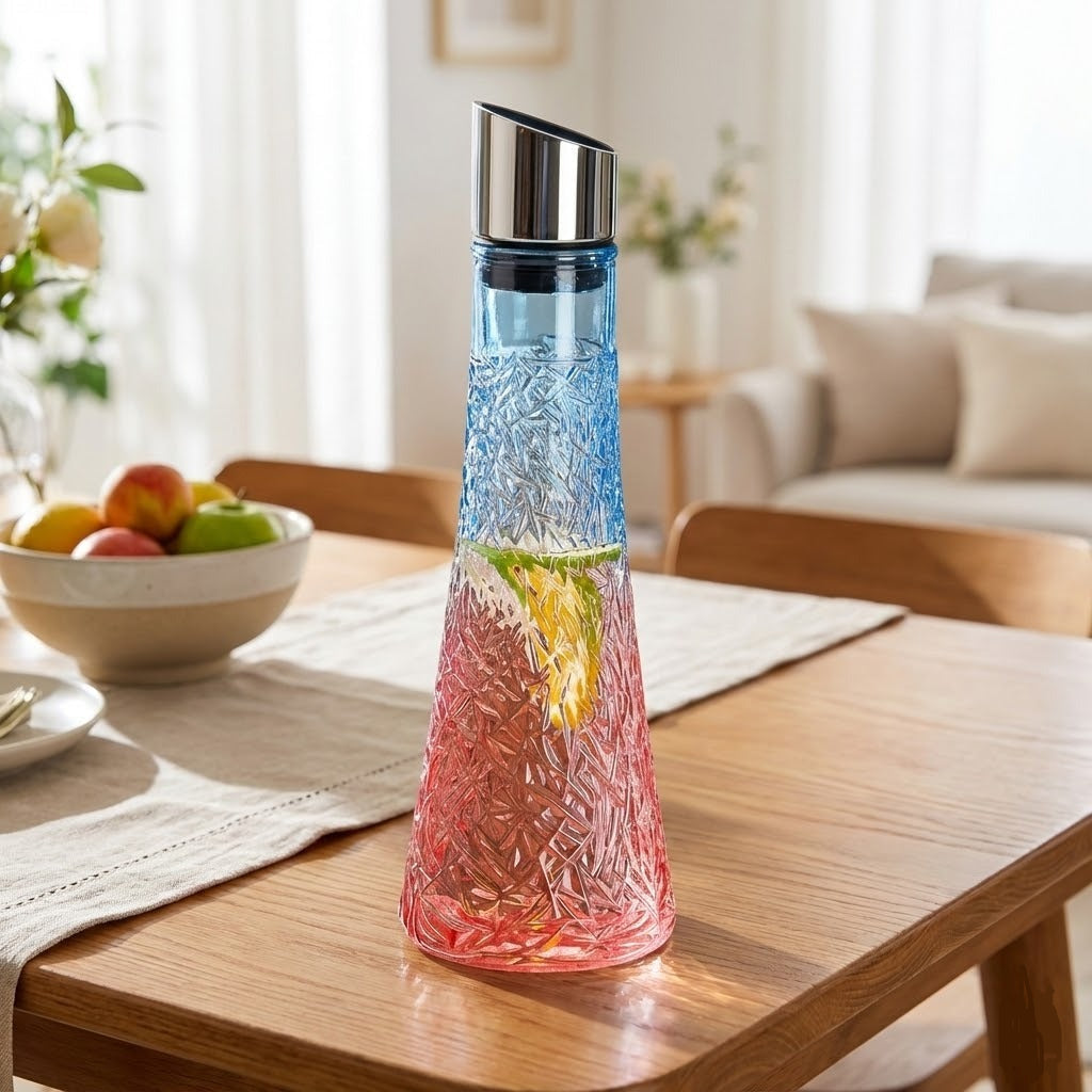Luxury Gradient Glass Jug with Stainless Steel Lid