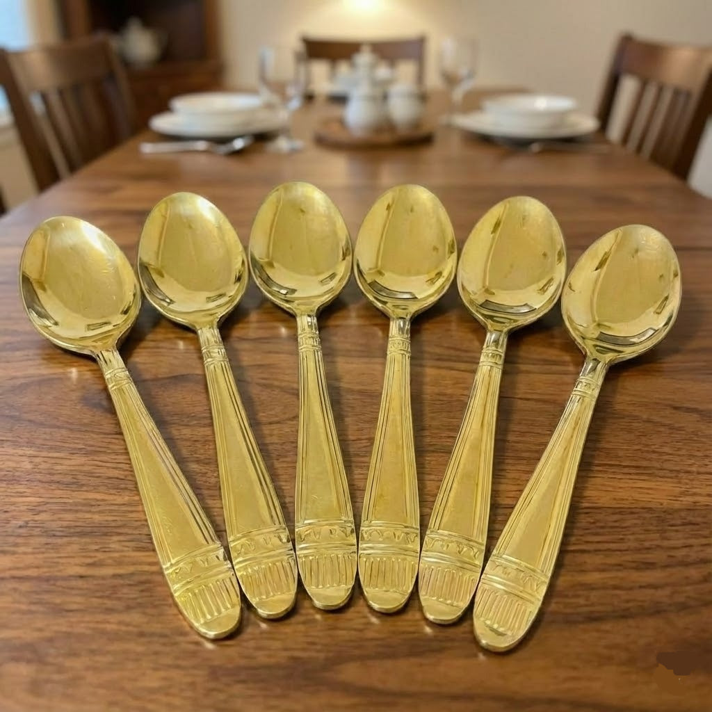 6PCs Stainless Steel Golden Spoon