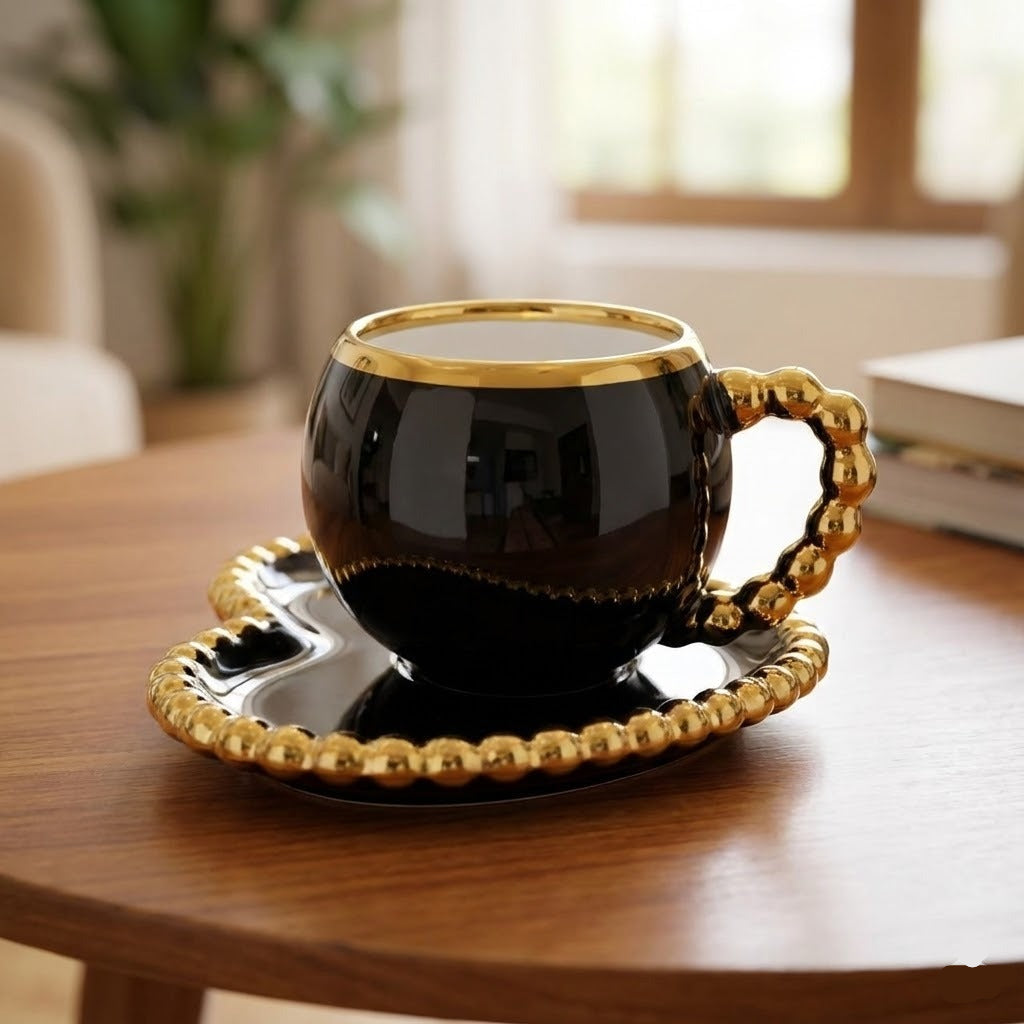 Black & Golden Ceremic Coffee Mug with Sausar