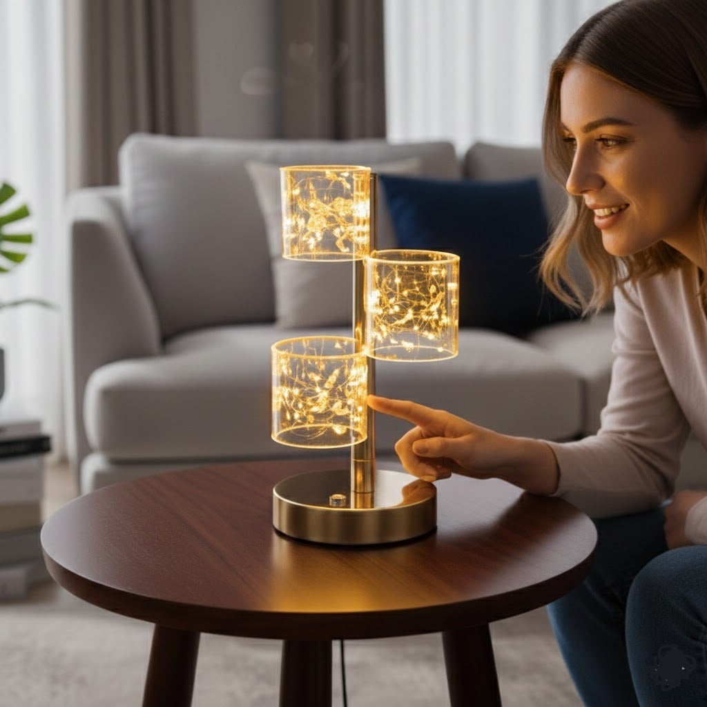 Rechargeable Frost Tri-Cylinder Table Lamp