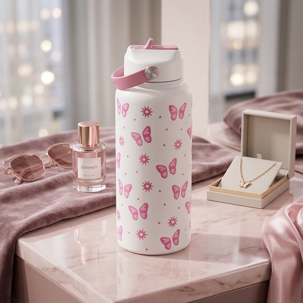 Stainless Steel Printed Water Bottle With Handle 1000ML