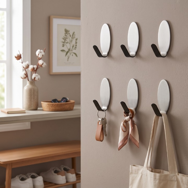 6PCs Stainless Steel Self-Adhesive Wall Hook