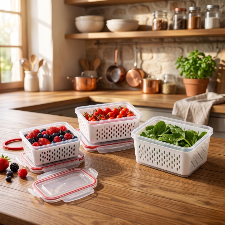 3PCs Double Layer Fridge Storage Baskets