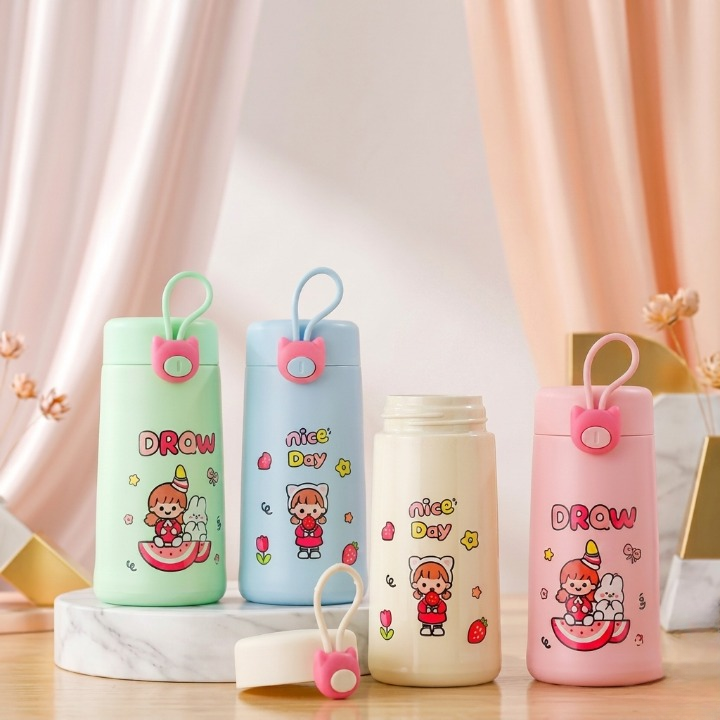 Cute Cartoon Double-Layer Water Bottle 300ML