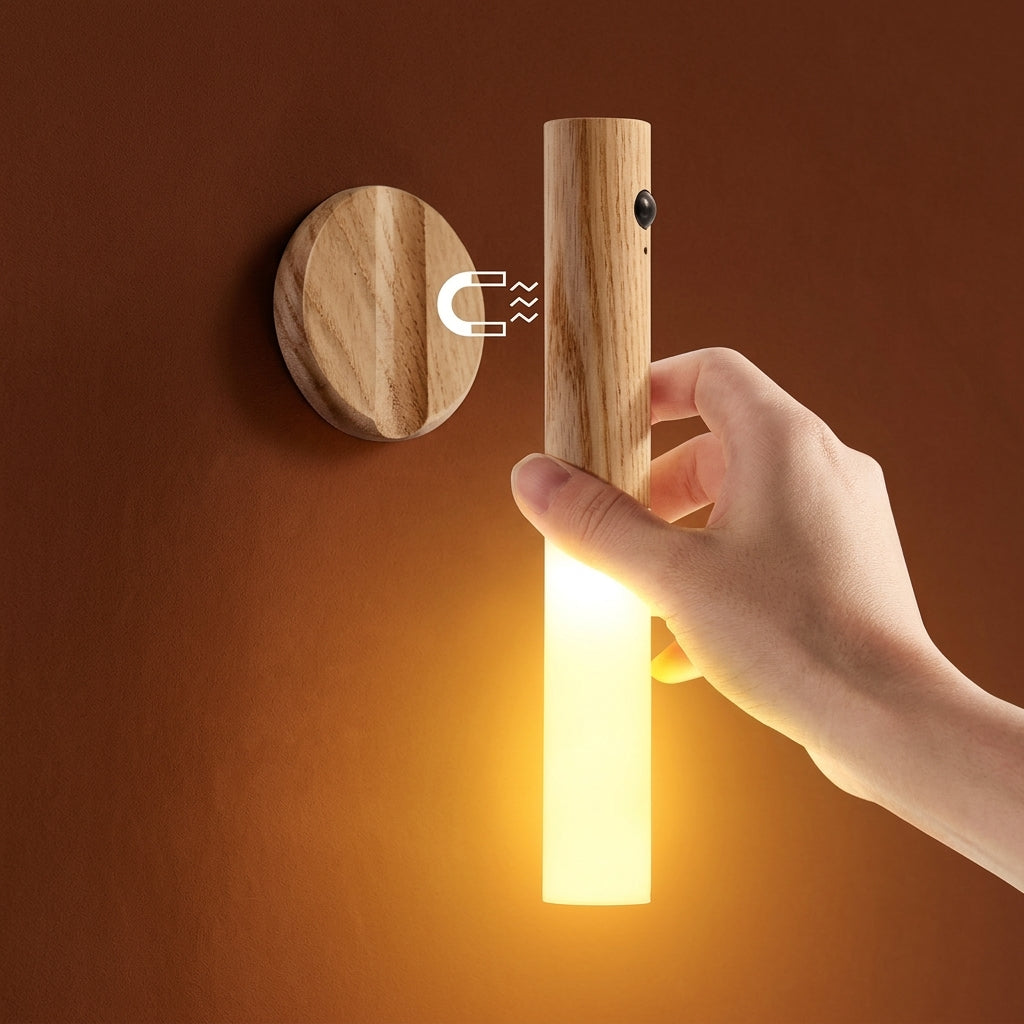 Rechargeable Wooden Magnetic Motion Sensor Light