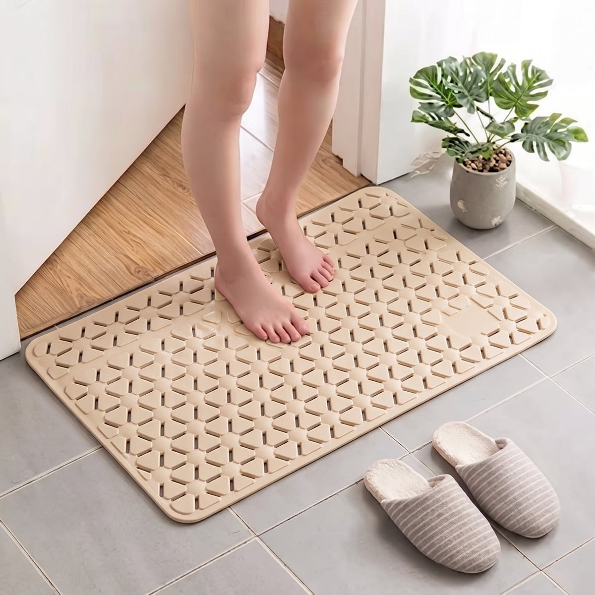 Yellow Waves Absorbent Bathroom Mat
