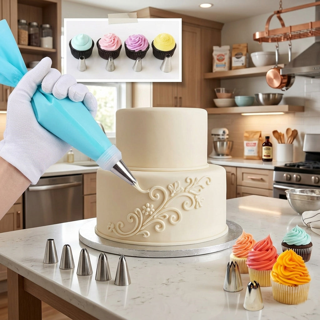 Cake Decorating Set with Steel Nozzles
