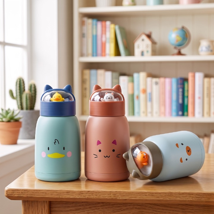 Cute Animal Double-Layer Kids Water Bottle 360ML