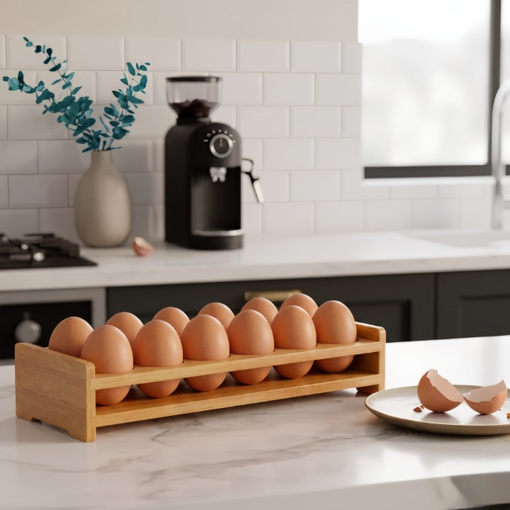 12 Grid Wooden Kitchen Egg Tray
