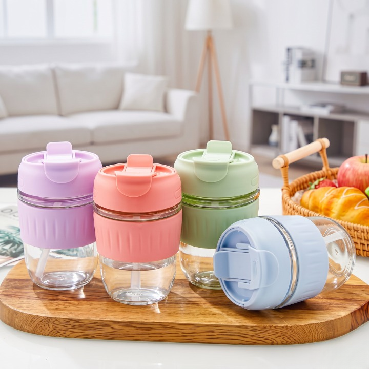 Double Layer Travel Glass Mug With Lid