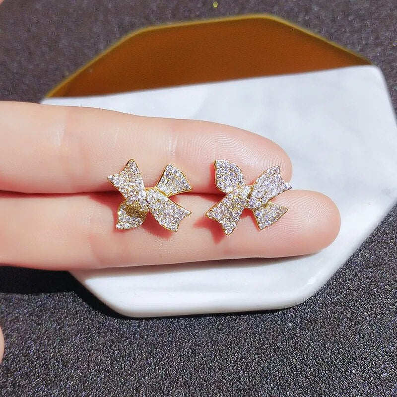 Full Diamond Bow Earrings