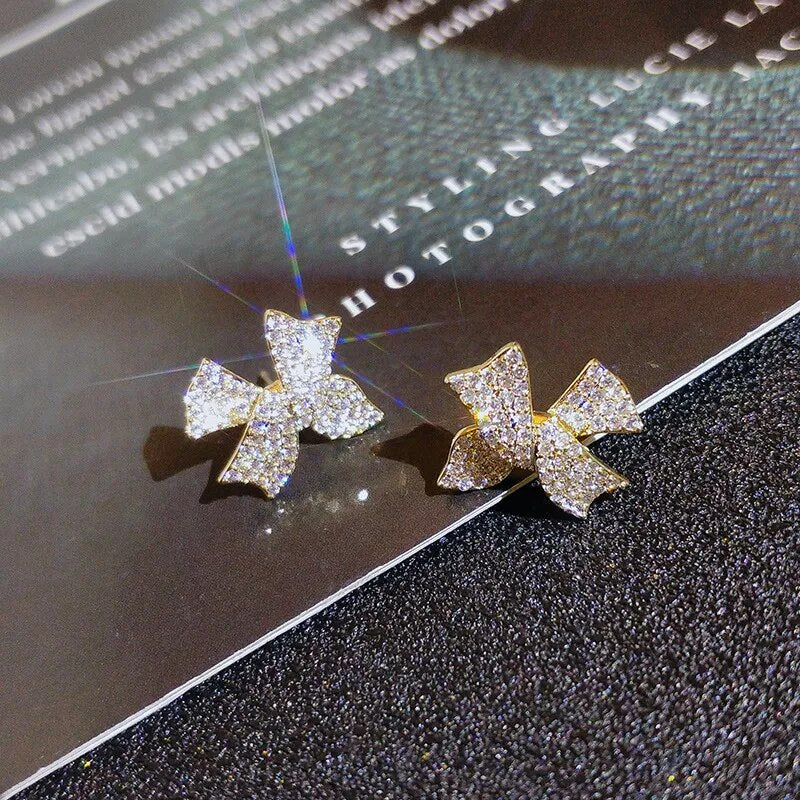 Full Diamond Bow Earrings