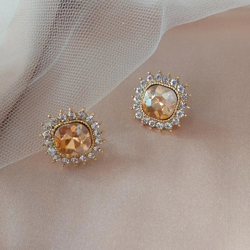 Elegant Zircon Square Earrings