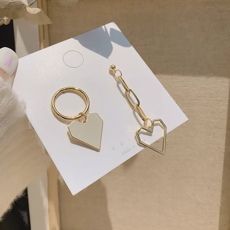 Asymmetrical Heart Stud Earrings