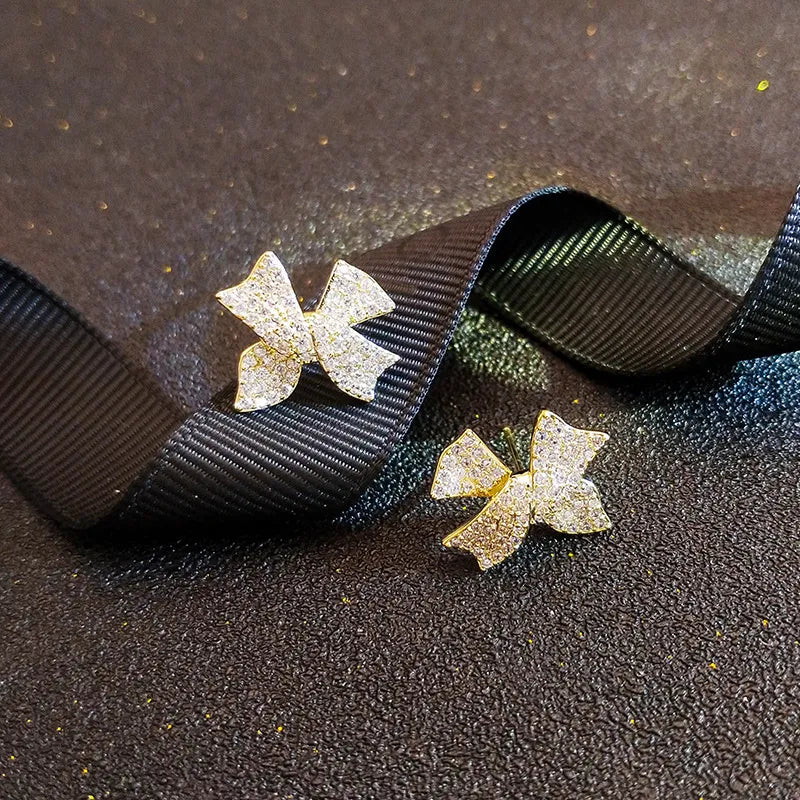 Full Diamond Bow Earrings