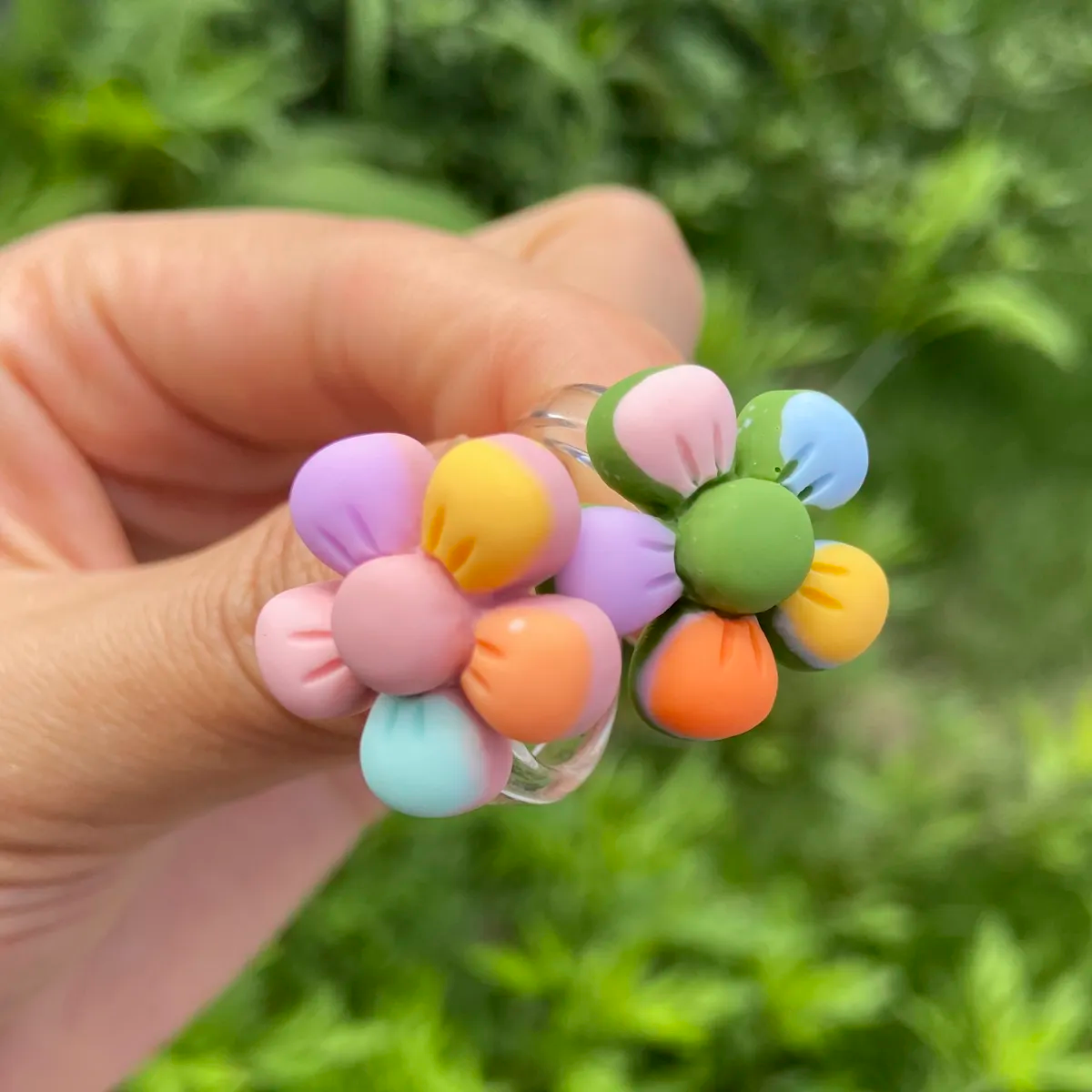 Transparent Resin Flower Ring