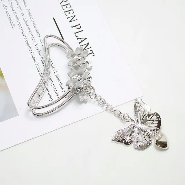 Dangle Heart Butterfly Hair Clip