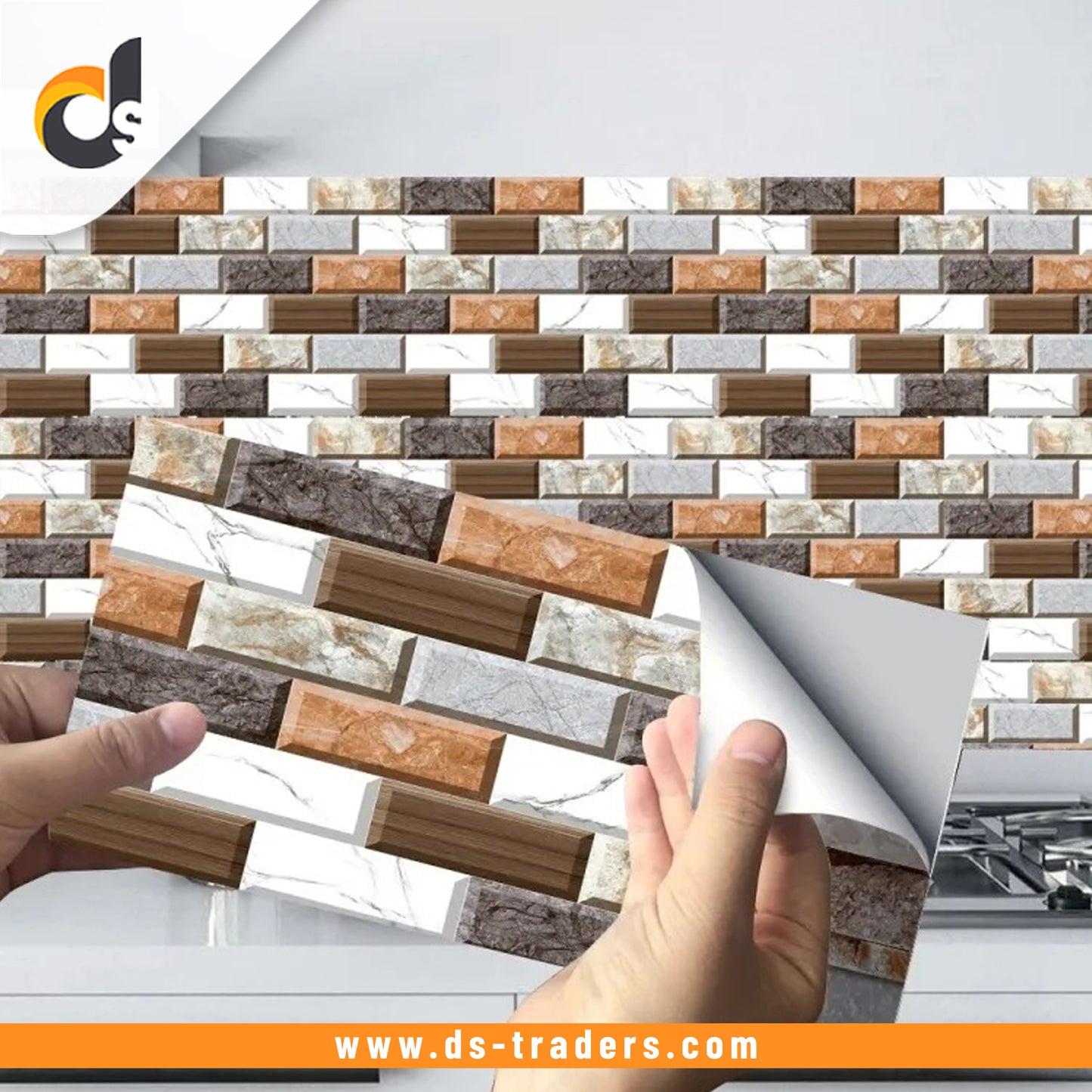 24pcs/set 3D Brick Design Self-Adhesive Waterproof Wall Sticker