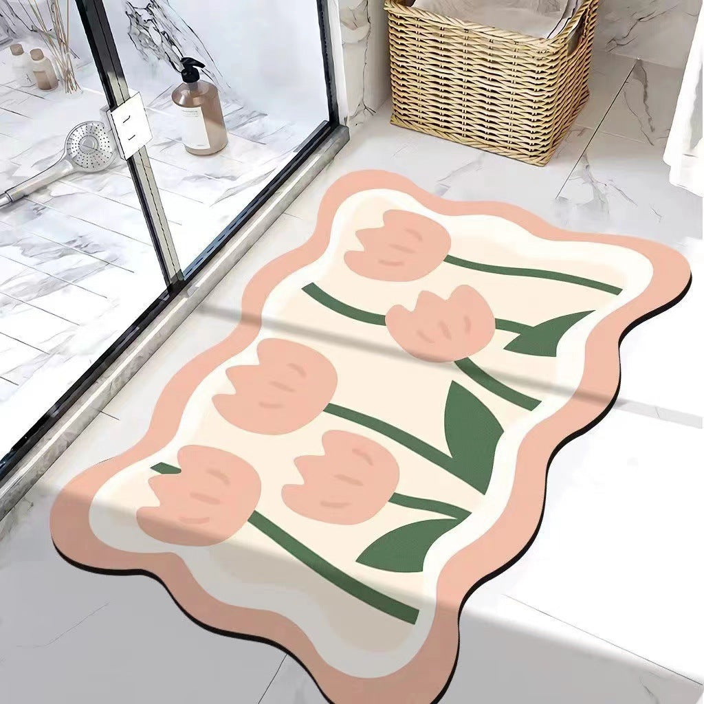 Flower Anti-Slip Water Absorbent Floor Mat