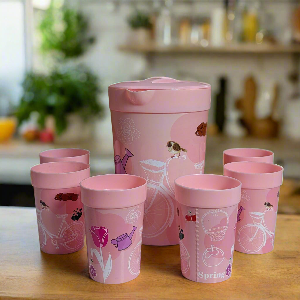 Portable Plastic Jug With 6 Glass