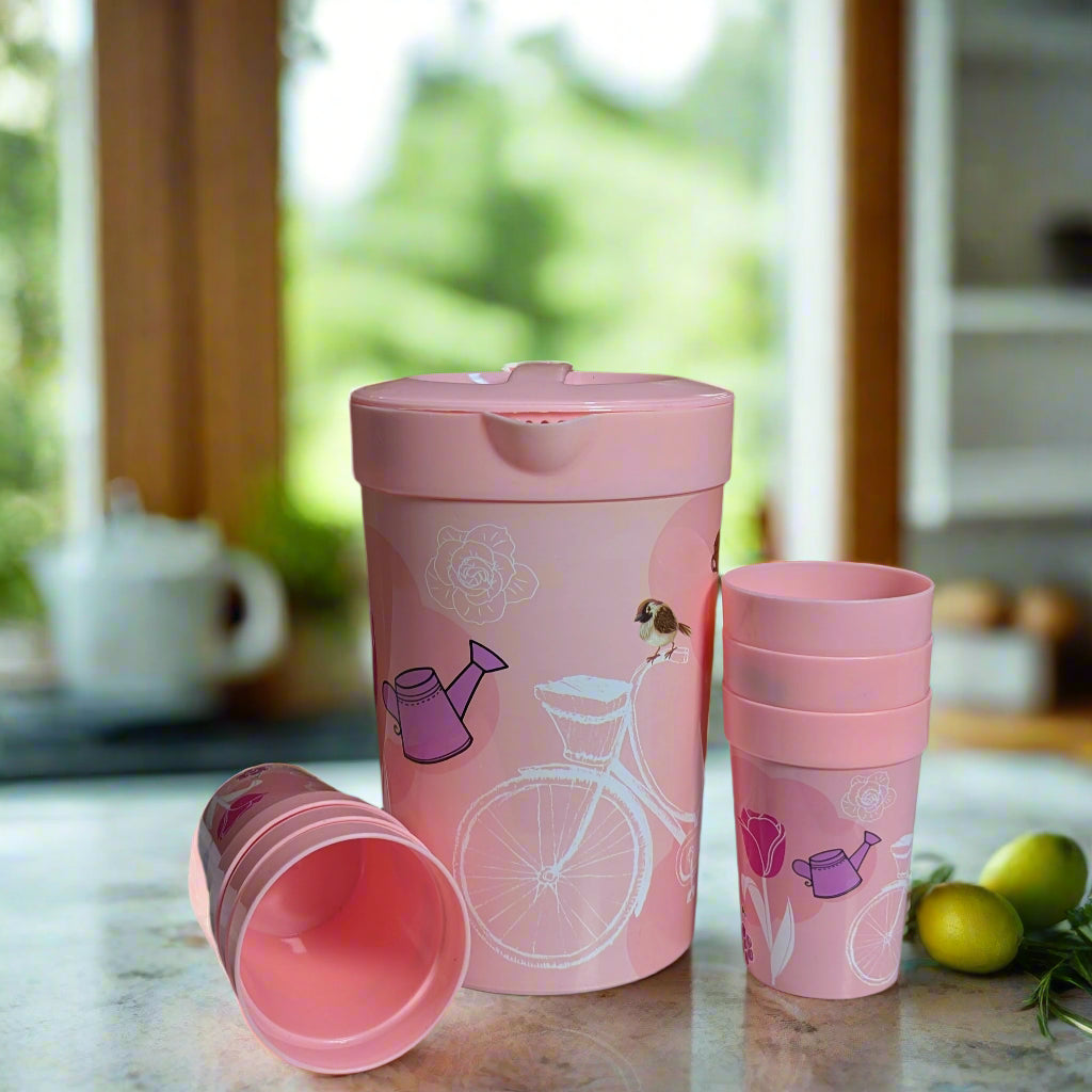 Portable Plastic Jug With 6 Glass