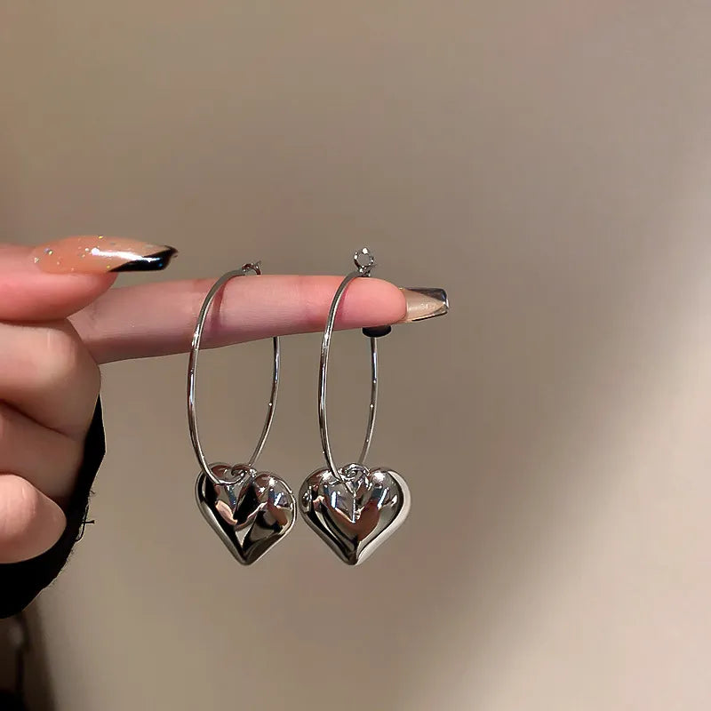 Simple Heart Hoop Earrings