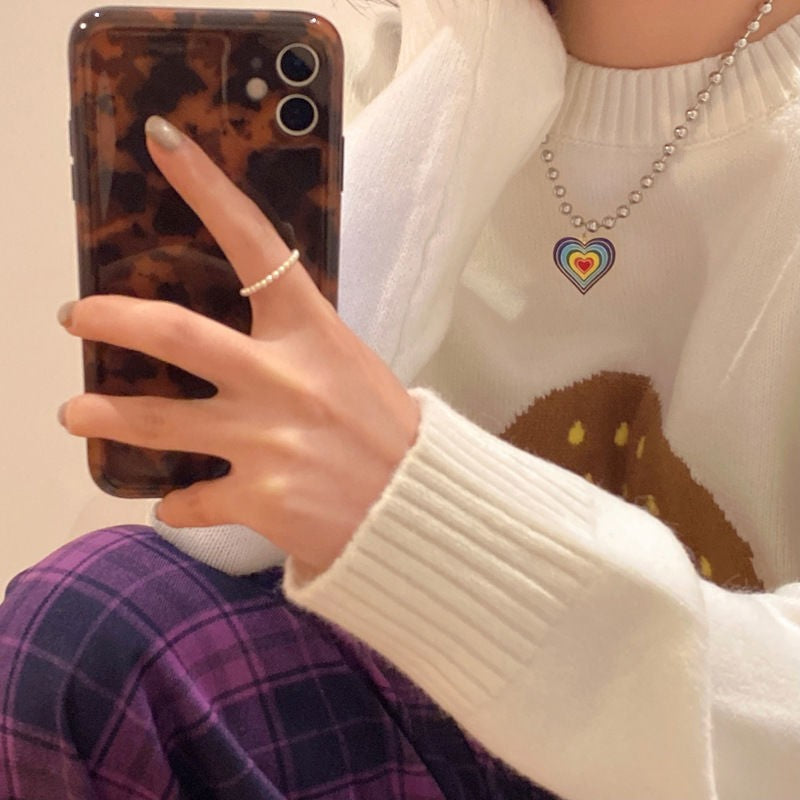 Rainbow Heart Shape Pendant Necklace