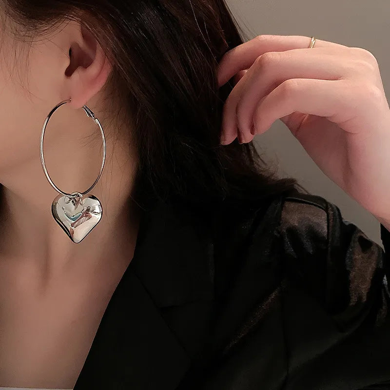Simple Heart Hoop Earrings