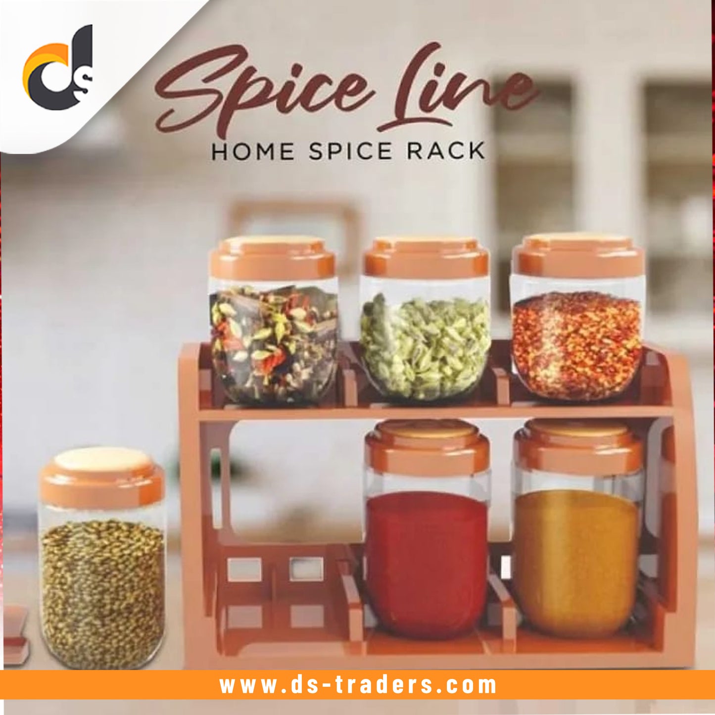 Spice Rack With 6 Airtight Jars