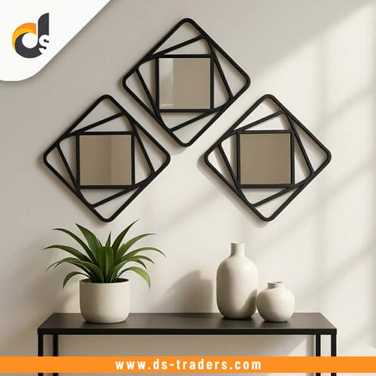 3PCs Hexagon Shape Wall Mirror (6x6 inch)