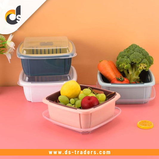 Fruit Vegetable Washing Drain Basket - Square Basket Strainer With Lid