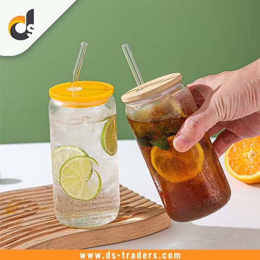 Air Tight Glass Straw Juice Jar