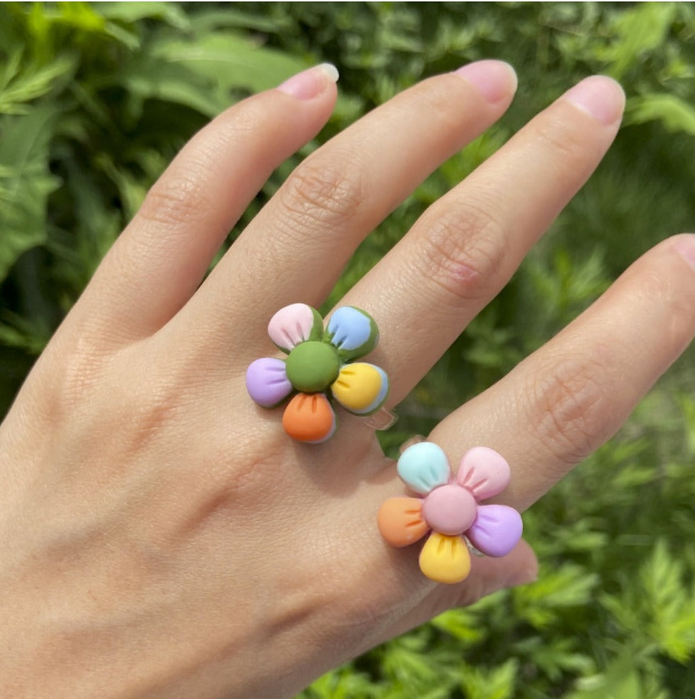 Transparent Resin Flower Ring