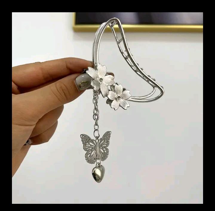Dangle Heart Butterfly Hair Clip