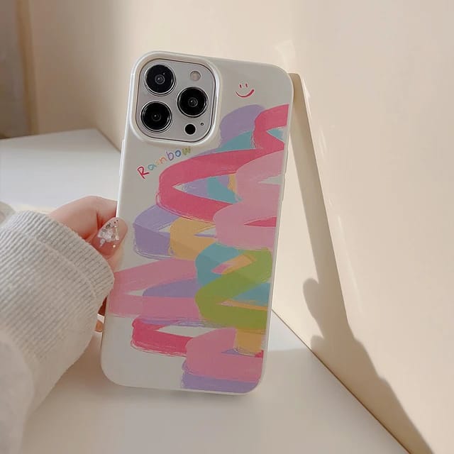 Smiley Rainbow Design - iPhone back cover only